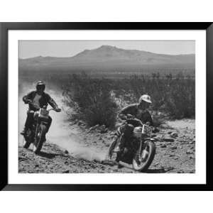 Actors Steve McQueen and Bud Ekins Competing in 500 Mile Cross Country 