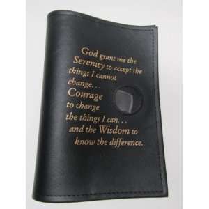 Alcoholics Anonymous AA Big Book Cover Serenity Prayer & Medallion 