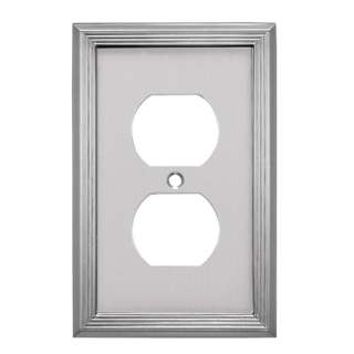 allen + roth 3 x 4 Satin Nickel Duplex Outlet Metal Wall Plate 