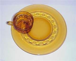 INDIANA KINGS CROWN DEPRESSION AMBER GLASS LUNCH SET 4  