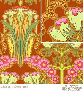 Amy Butler Soul Blossom Fuchsia Tree Carmine Fabric  