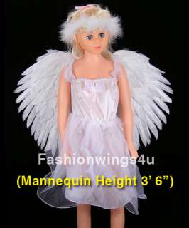 Childrens costume white feather angel wings pointing up or down Swan 