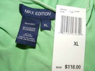 New MAX EDITION Kiwi Lime Goddess ruched tie dress XL  