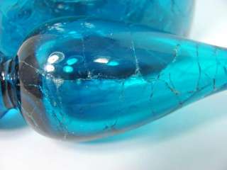 Vintage BLENKO TEAL Decanter Wayne Husted # 920L Gorgeous Blue CRACKLE 