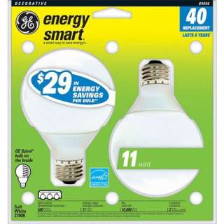 GE Energy Smart 11 Watt Long Life Decorative Soft White CFL Light 