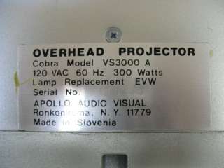 Apollo Cobra VS3000 A Ultra Portable Overhead Projector  
