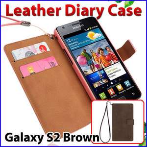   Galaxy S2 I9100 Protective Cell Phone Leather Diary Case Cover Brown
