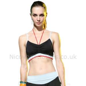 Rouch Front Duo Straps Halter Cropped Bra Tops/Black Cargo Combat 
