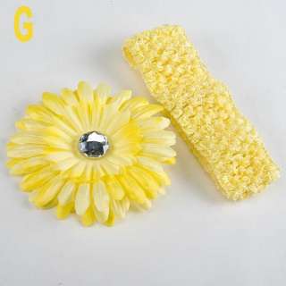   14 color★ baby boy girl crochet hair headband + flower Hair Clip