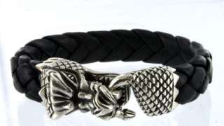 King Baby Studios Leather Dragon Clasp Bracelet 925 NEW  