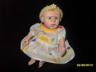 OOAK POLYMER CLAY BABY GIRL MINI ART DOLL 4 SCULPTED   By 