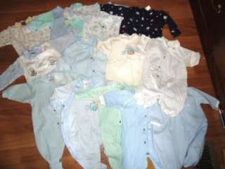 LOT OF 13 BABY BOY SLEEPERS 0 3 MONTHS 3 6 MONTHS ALL EXCELLENT  