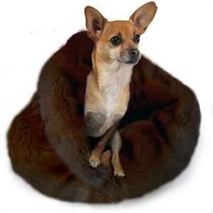    Chocolate Chinchilla Faux Fur Trundle Dog Bed  