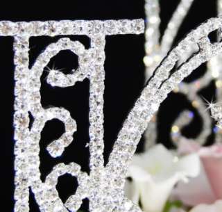 Crystal Roman Monogram Wedding Party Cake Top Initials  