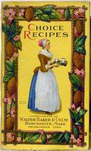 RARE 1916 RECIPES CHOCOLATE COCOA HOME MADE CANDY WALTER BAKER COLOR 