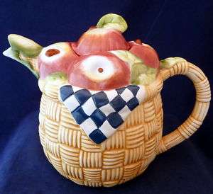 Country Basket of Apples Teapot Susan Winget Tea Apple Orchard 