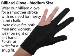 Black Billiard Glove   Medium Size   Pool Cue Glove  