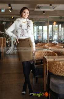   Fashion Winter Pencil Knee Formal Short Skirt Black Grey Camel WSKT145
