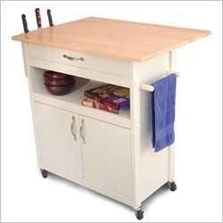   Craftsmen Butcher Block White Kitchen Cart 010246167559  