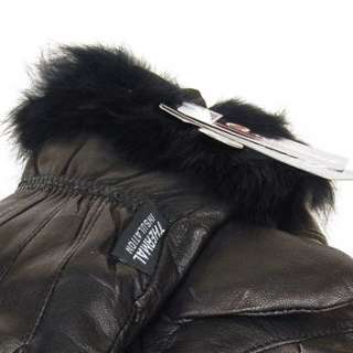Womens Ladies Gloves Thermal Insulated Genuine Leather Faux Fur Trim 