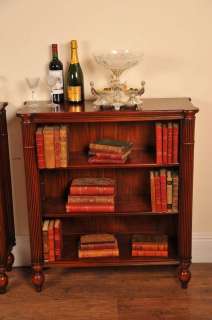 Pair English Regency Open Bookcases Book Mahogany  