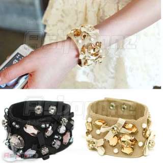 Butterfly Bowknot with Big Rhinestone Wide Band Bangle Bracelet  