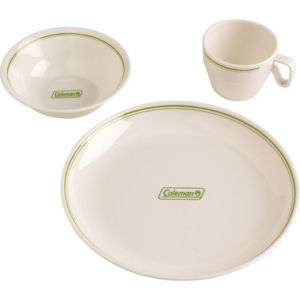 12 Peice Coleman Melamine Dinnerware Camp Plates Bowls  
