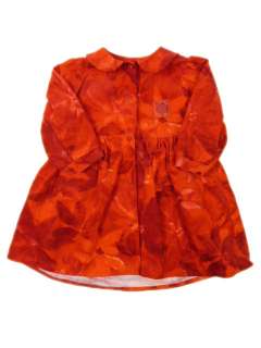 Girls 12 months 3 Pommes Bright Red Leaf Print Dress  