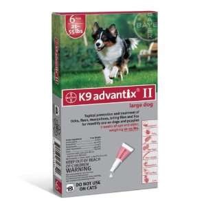  Bayer K9 Advantix II Red 6 Month Flea & Tick Drops for 