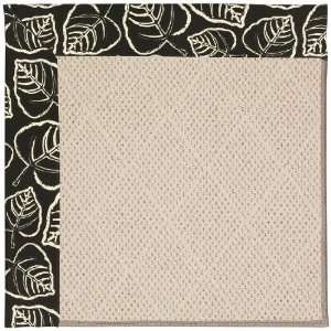    White Wicker Black Leaf Octagon 6.00 x 6.00 Area Rug