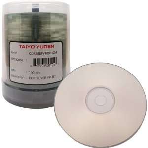  Yuden (Cdr80spy100sbzm) CDR (Cd r) 52x Silver Inkjet Printable Blank 