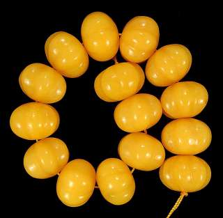 12x18mm Hand Carved Yellow Jade Pumpkin Beads 15pcs  