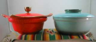   50s Mid Century Modern Bauer Hull California Pottery Casseroles w Lids