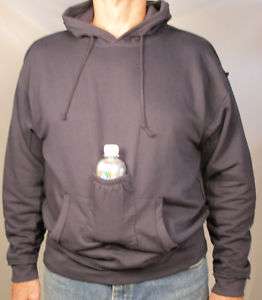 Drink Bottle/Can/Cell Phone Pouch/Pocket Hooded Sweatshirt Hoodie Navy 