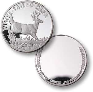 WHITE TAILED DEER BOXED .999 SILVER CHALLENGE COIN  