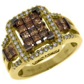 WOMENS CHOCOLATE BROWN CHAMPAGNE DIAMOND ENGAGEMENT PROMISE RING 14K 