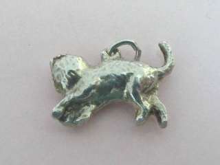 VINTAGE SILVER KITTEN & BALL CHARM 1960  