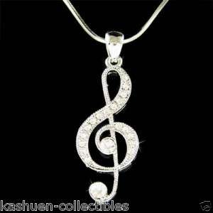 Crystal TREBLE G CLEF MUSIC MUSICAL NOTE charm Necklace  