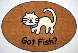 NEW GOT FISH CAT MAT Rug Carpet Pet Food Door Floor  
