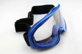 Ski Snowmobile Motorcycle Off Road Goggle Eyewear Blue Frame Clear 
