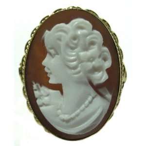 Cameo Ring Size 7 Master Carved Sardonyx Shell Sterling Silver 18k 