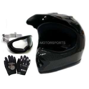 TMS Youth Carbon Fiber Graphics Motocross Helmet with Goggles and 
