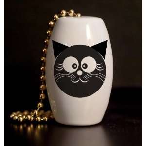  Happy Black Cat Porcelain Fan / Light Pull