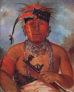 INDIAN HE WHO EXCHANGES PIPE CATLIN REPRO PAPER CANVAS  