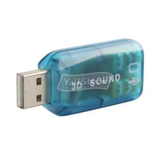 USB 2.0 Mic Speaker 5.1 Audio Sound Card Adapter Blue  