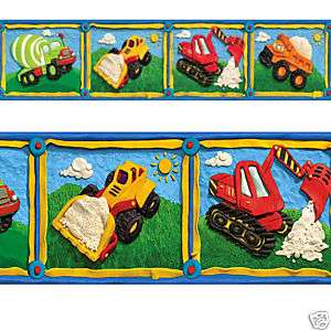Clay Construction Truck Tractor Boy Wall paper Border  