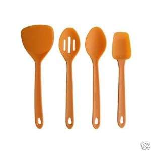 Silicone Hi Heat Cooking Tools 4 Piece Set Orange 801575070159  
