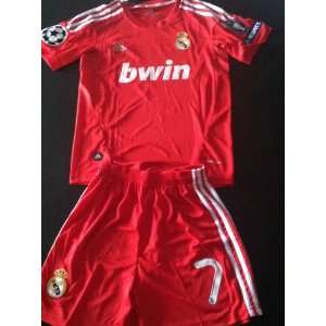  Madrid Away Red Champions League Ronaldo #7 Kids Shirt Youth Jersey 