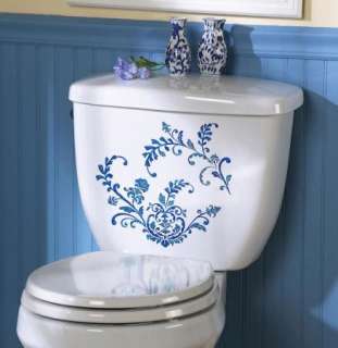 Blue Floral Country French Decals Rectangle Bathroom Home Decor Accent 