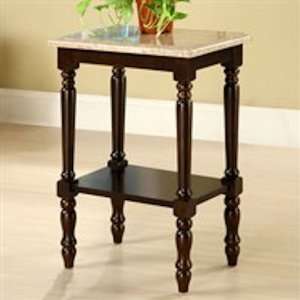  Rectangle Plant Stand on Marble with Cherry Wood Finish 